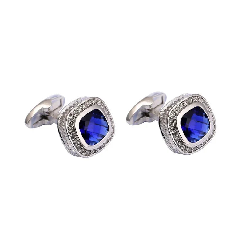 Bouton de manchette mariage façon saphir — vue 5