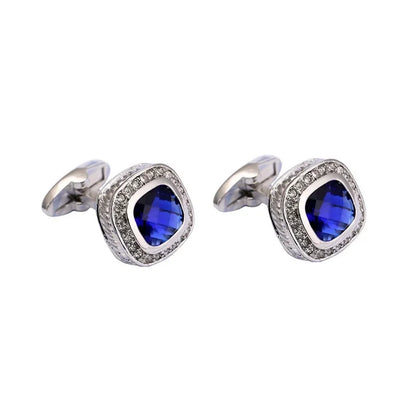 Bouton de manchette mariage façon saphir — vue 5