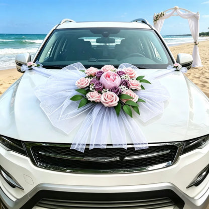 Fleurs Roses Décoration Voiture Mariage
