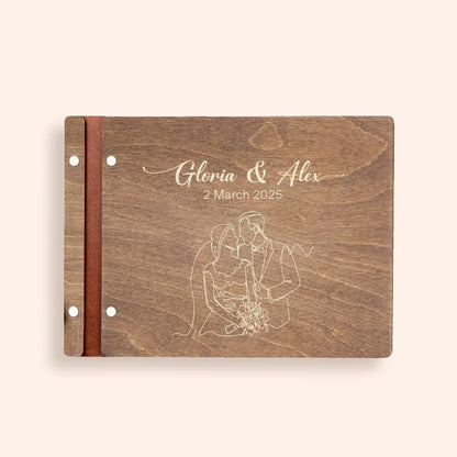 Livre d'or mariage bois personnalisé A4 ou A5