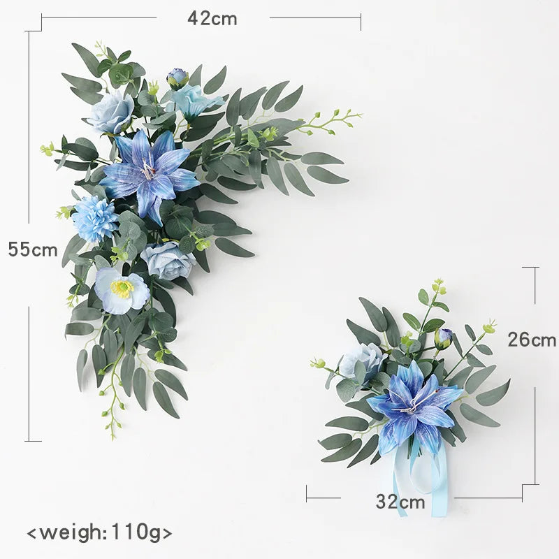 Guirlande fleurs artificielles panneau mariage arche