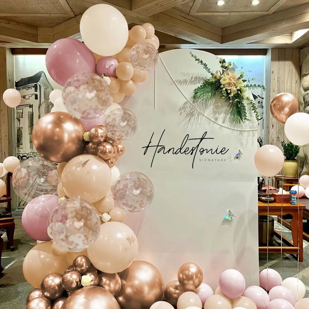Arche Ballon Mariage Rose et Marron — vue 4