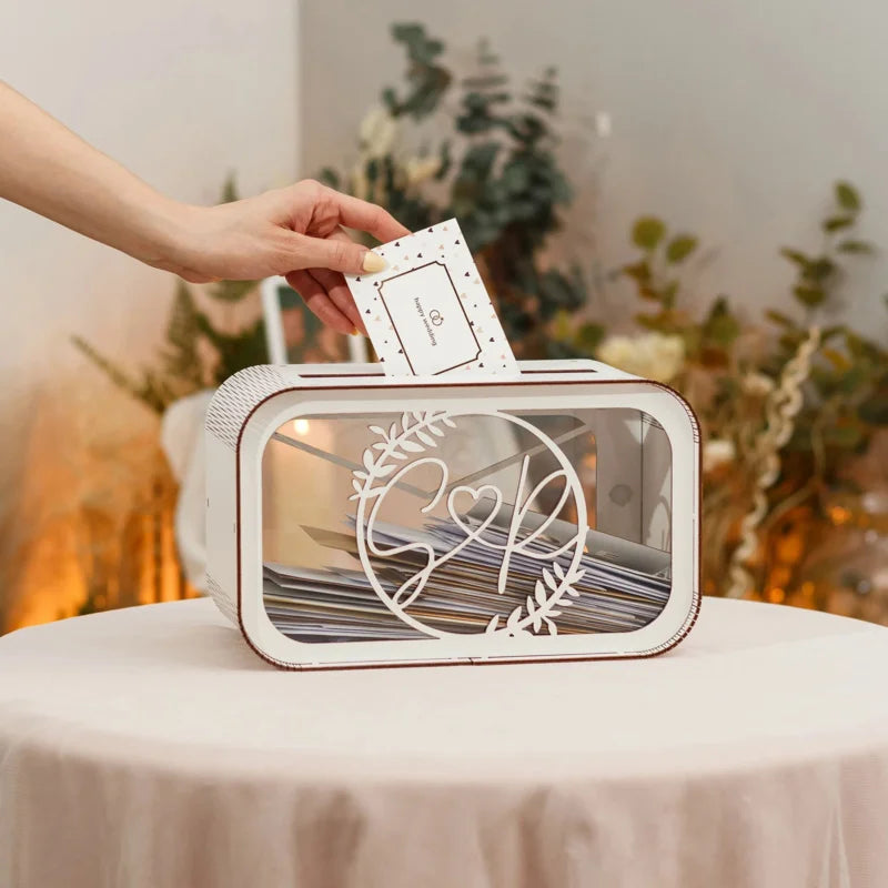 Urne mariage bois personnalisée boîte enveloppes