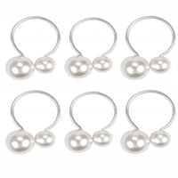 Rond de serviette mariage perle lot de 6 — Argenté