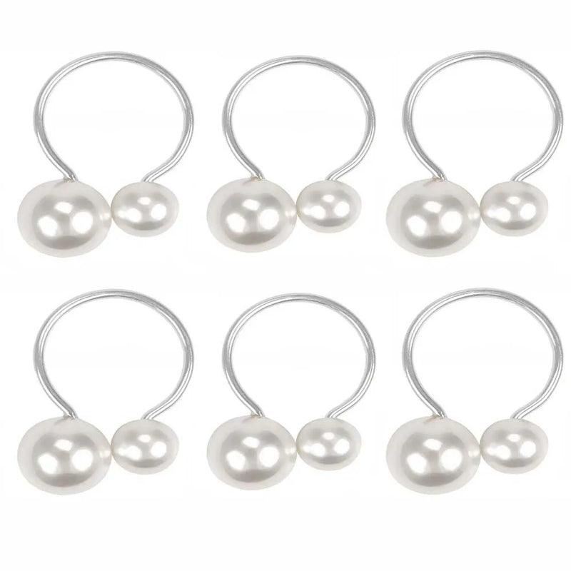 Rond de serviette mariage perle lot de 6 — Argenté