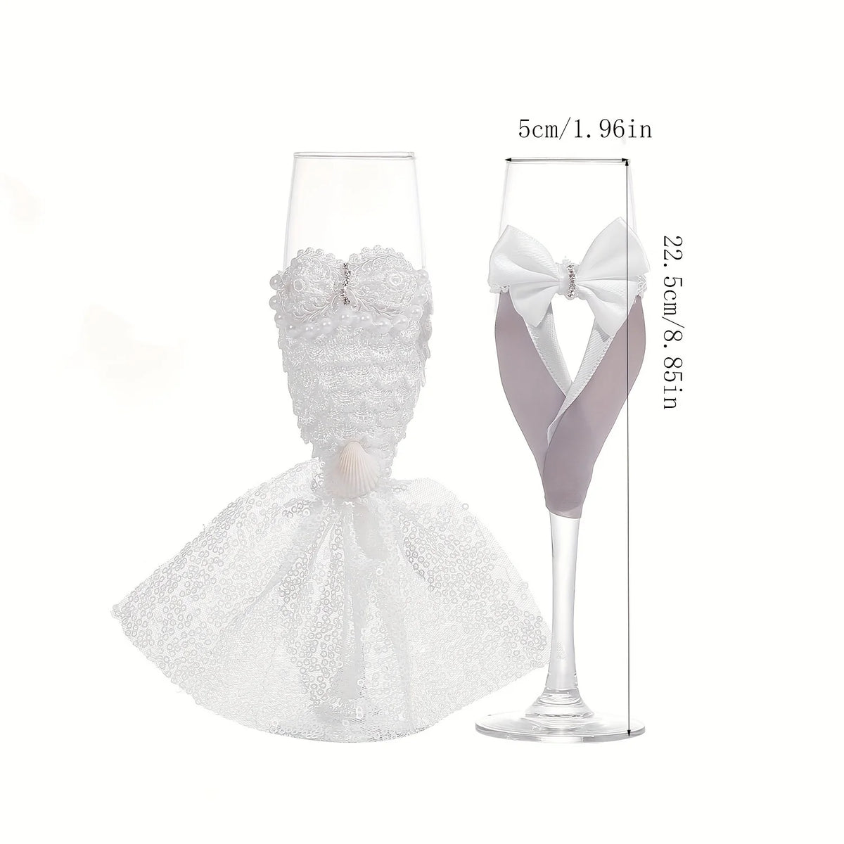 Flûtes champagne mariage robe et costume — vue 4