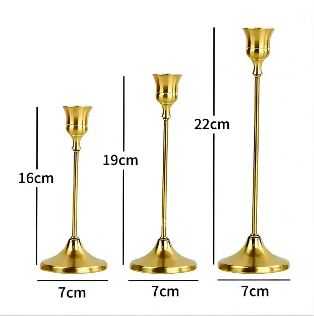 Trio Bougeoirs Vintage Aluminium Mariage — vue 8