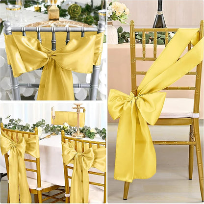 Nœud de Chaise Mariage Satin 275 cm Lot de 10
