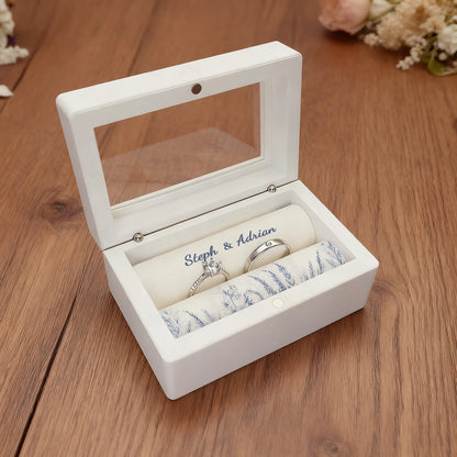 Boîte à alliance bois blanc personnalisée mariage
