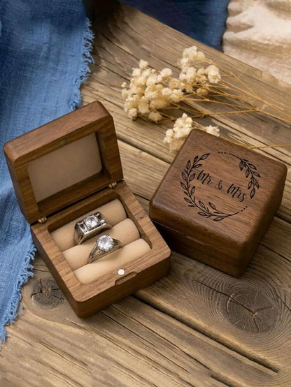 Boîte Alliance Mariage Bois Gravée
