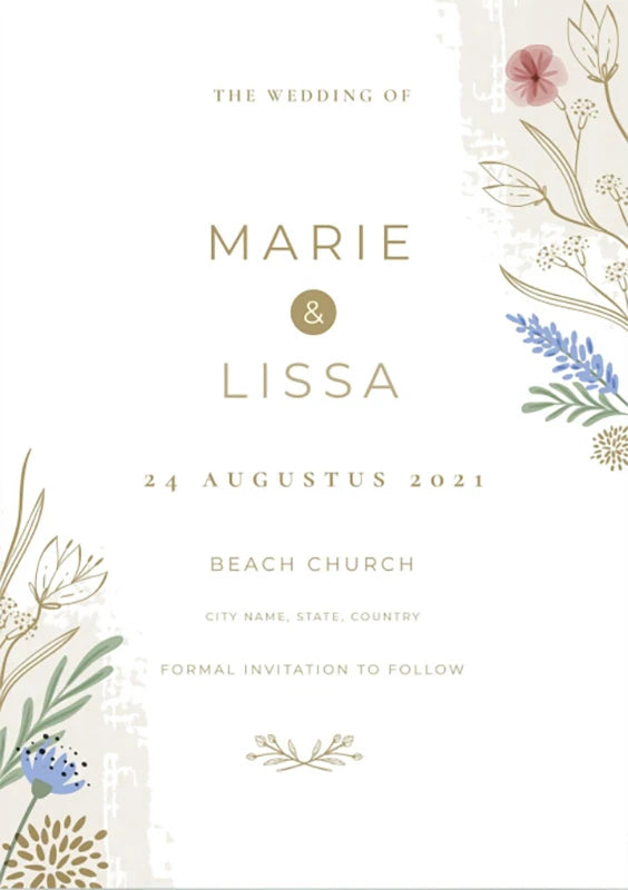 Faire-part Mariage Personnalisé Floral Bohème