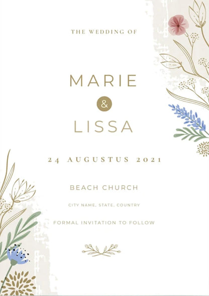 Faire-part Mariage Personnalisé Floral Bohème — Modèle J