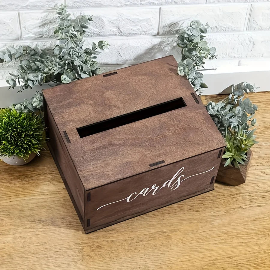 Urne Mariage en Bois Brun à Fente