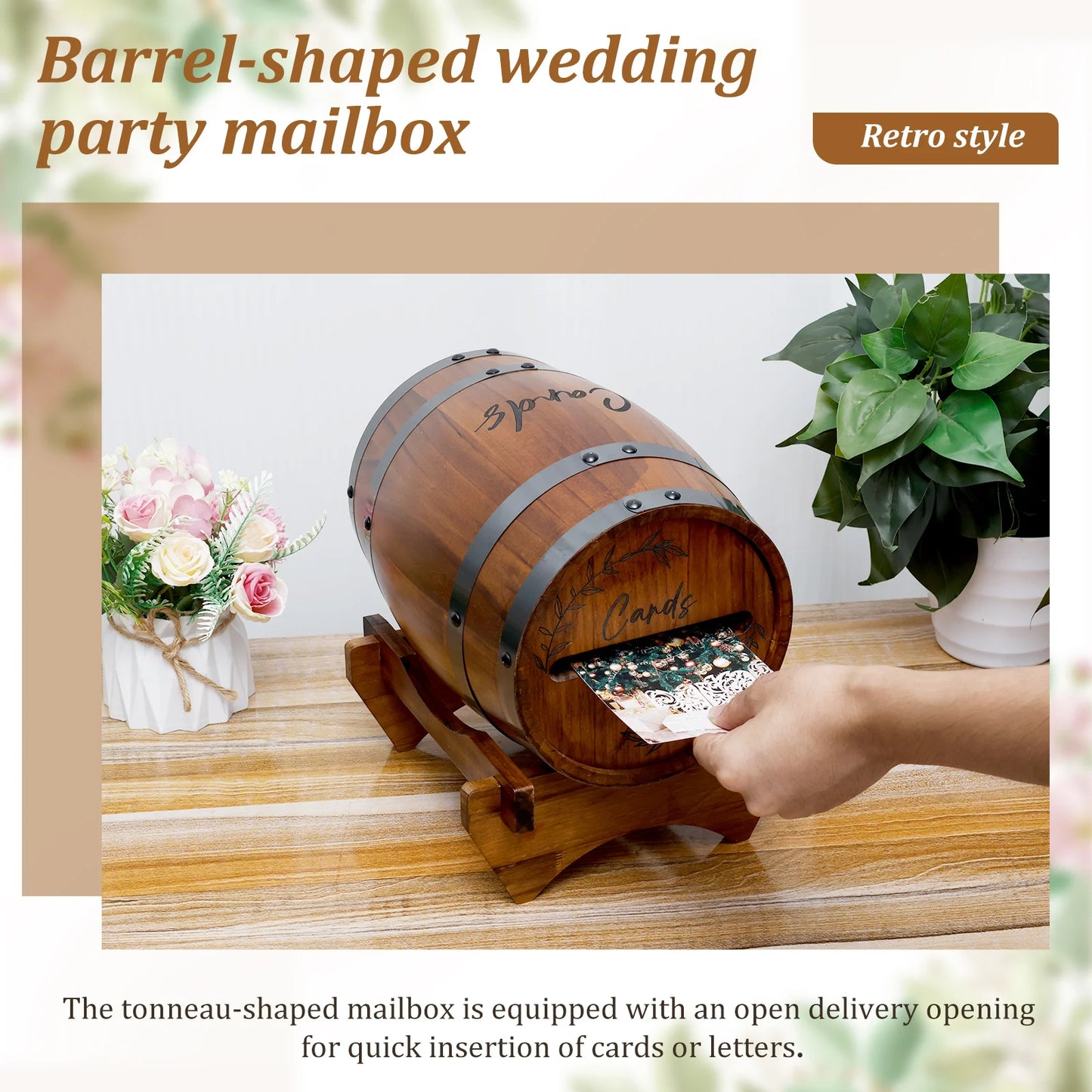 Urne Mariage Champêtre Tonneau en Bois