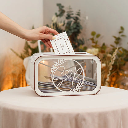 Urne Mariage Bois Monogramme Gravé Personnalisé — vue 3