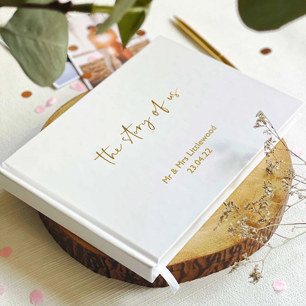 Livre d'or mariage blanc personnalisé couverture rigide