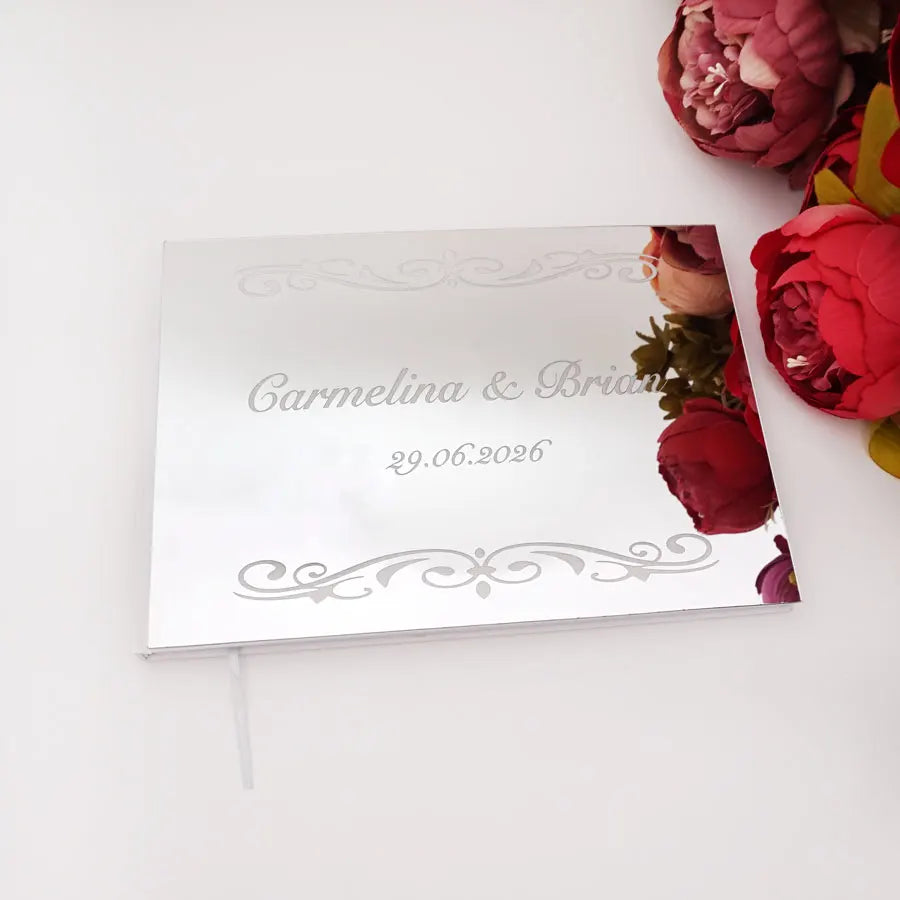 Livre d'Or Mariage Miroir Personnalisé Format Paysage 25x18 cm