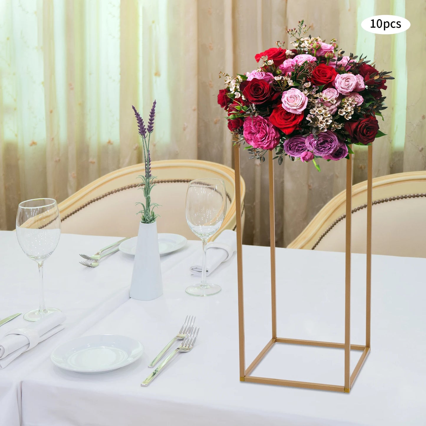Centre de Table Mariage Colonne Dorée