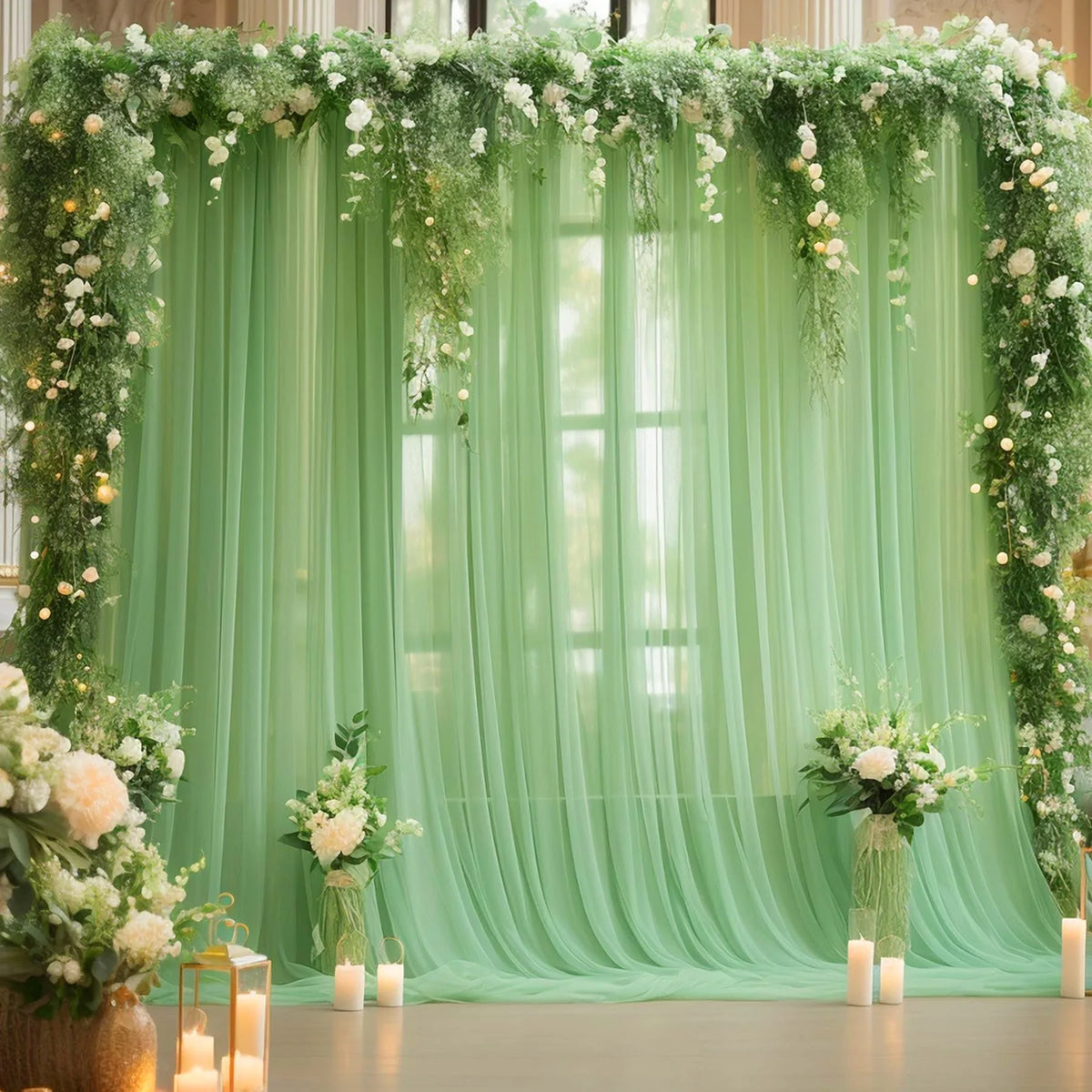 Voilage arche mariage mousseline passe-tringle