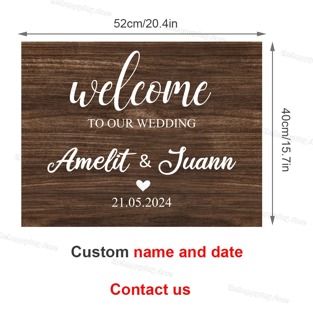 Panneau Bienvenue Mariage Personnalisé 52x40 cm