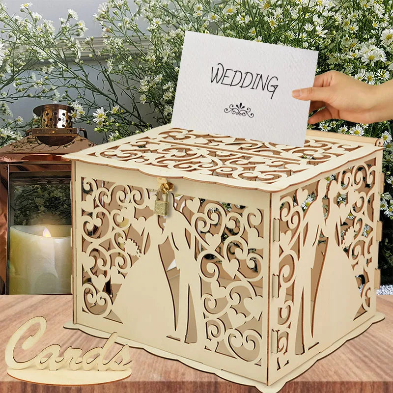 Urne mariage bois ajourée dix motifs au choix