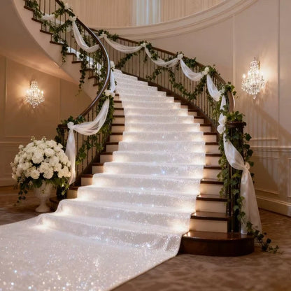 Tapis mariage scintillant pour allée centrale