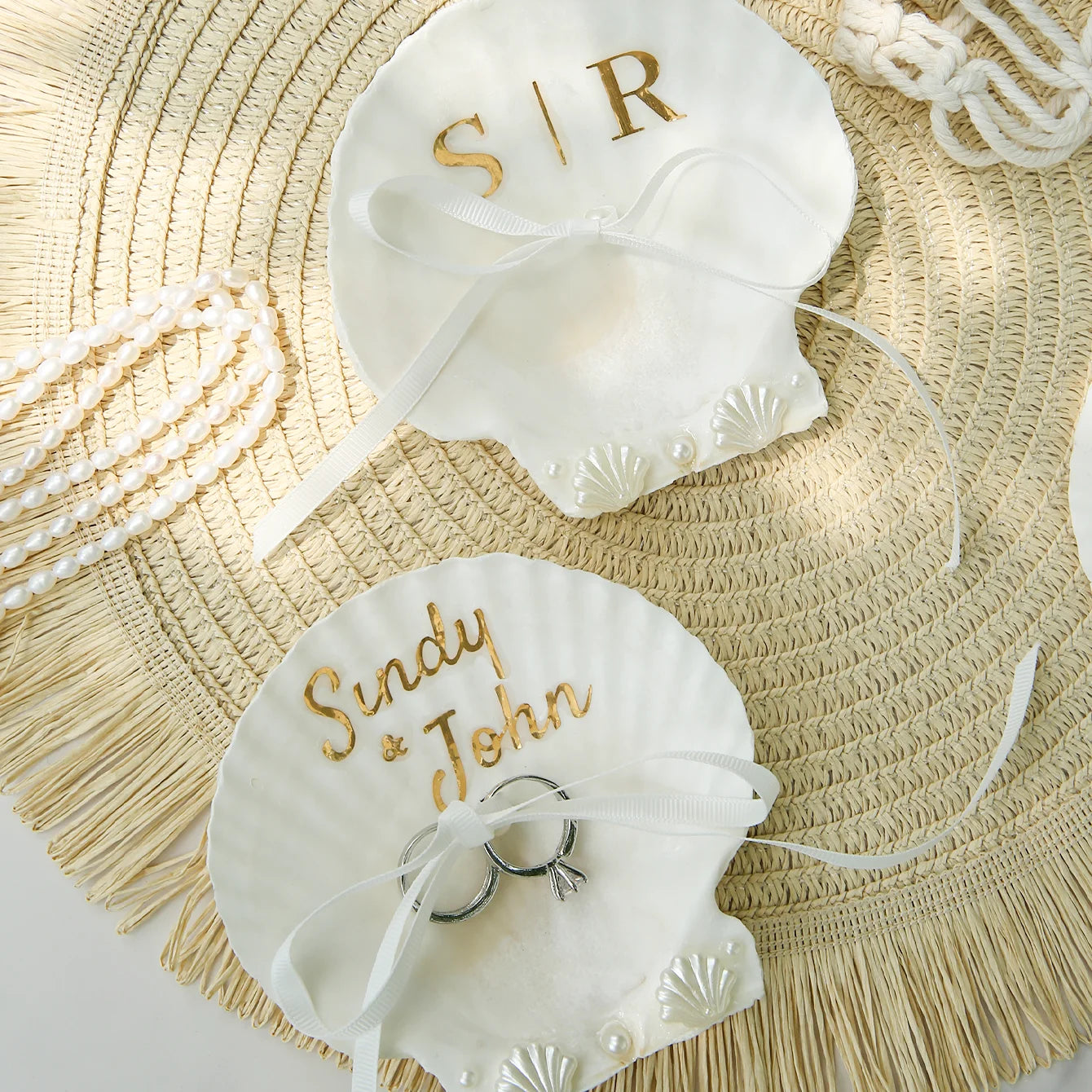 Porte alliance coquillage personnalisé mariage
