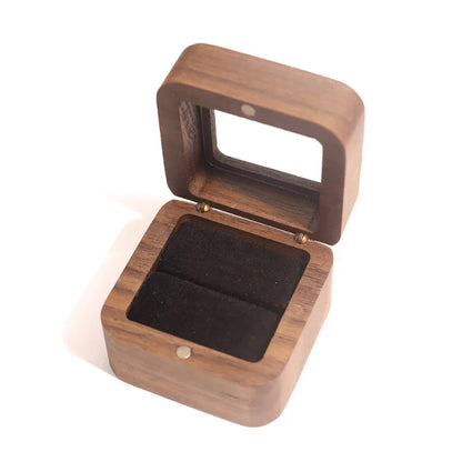 Boîte Alliance Bois Fiançailles — Noir simple