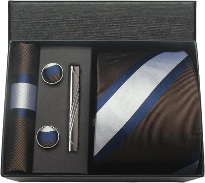 Coffret Cravate Mariage 8 cm Pochette Pince et Manchettes