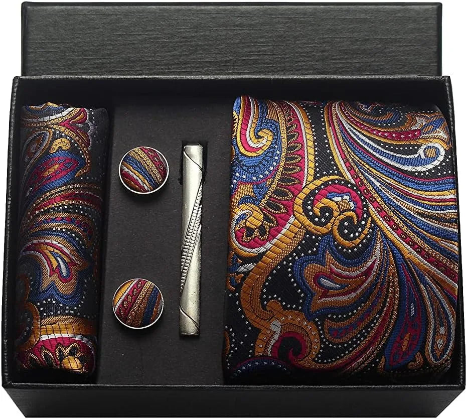 Coffret cravate mariage pochette et boutons manchette