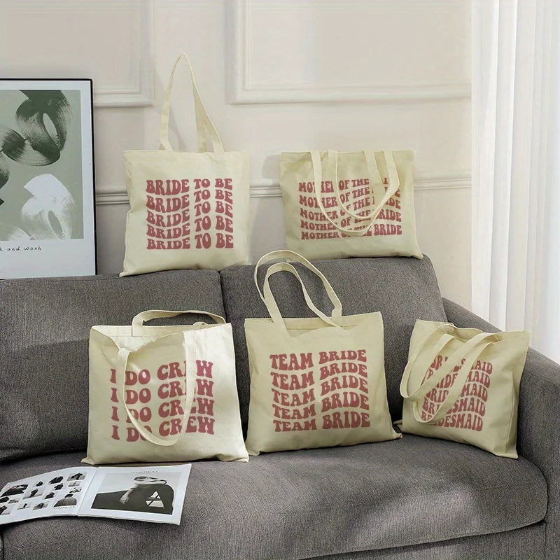 Tote bag EVJF lettrage rétro rose