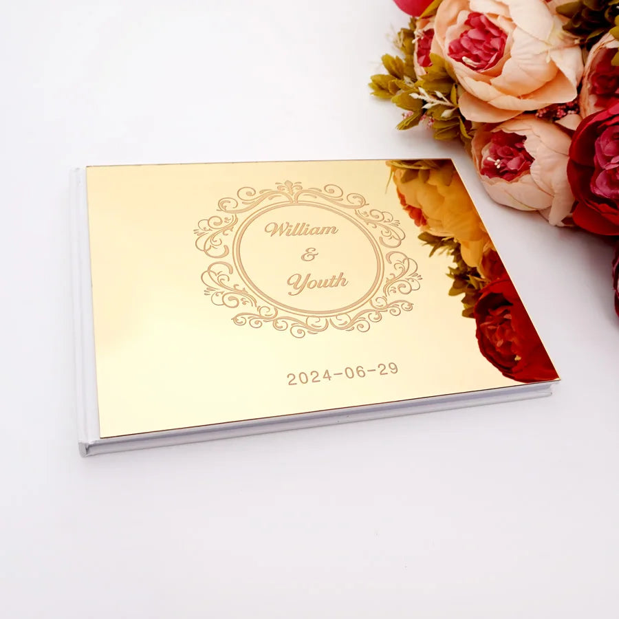 Livre d'Or Mariage Miroir Personnalisé Format Paysage 25x18 cm