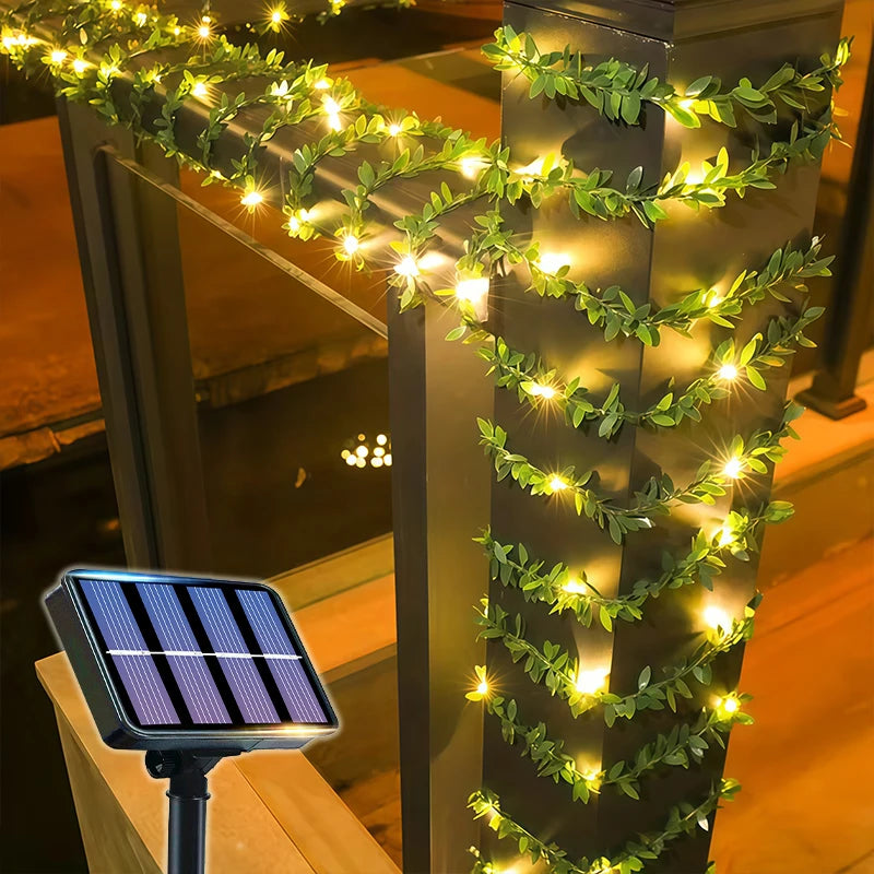Guirlande lumineuse mariage solaire à feuilles — vue 9