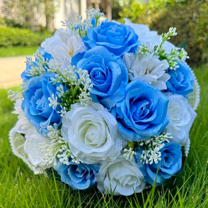 Bouquet de mariée roses et gypsophile — vue 6