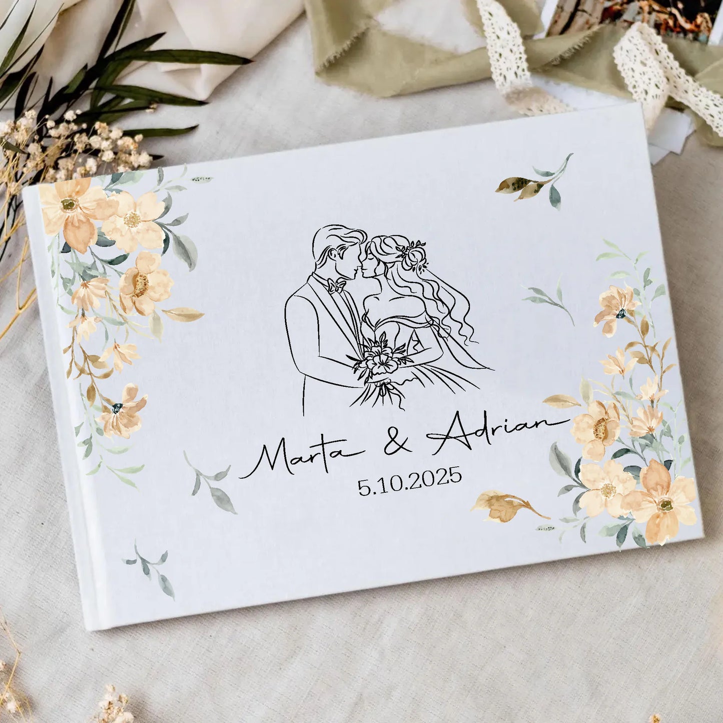 Livre d'Or Mariage Personnalisé 21 Décors au Choix