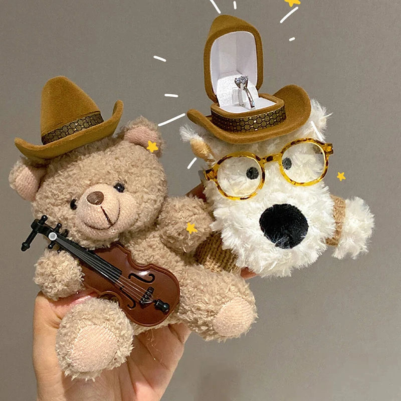 Écrin bague peluche ourson ou chien