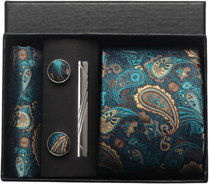 Coffret cravate mariage pochette et boutons manchette