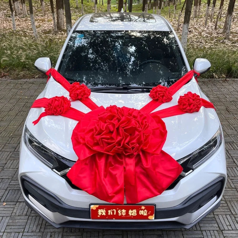 Décoration Voiture Mariage Rouge pour Capot — vue 7