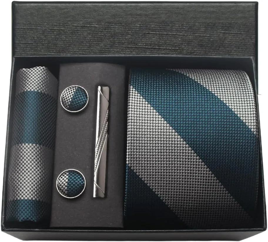 Coffret Cravate Mariage 8 cm Pochette Pince et Manchettes