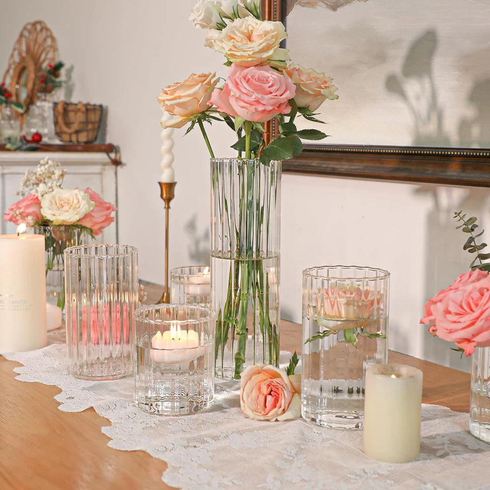 Vase Photophore Verre Strié Mariage — vue 4