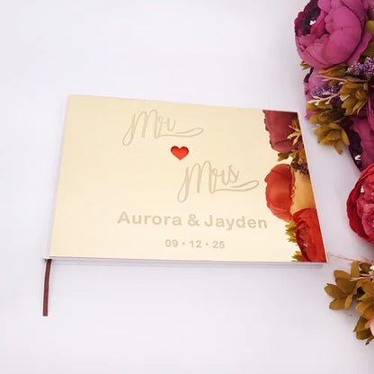 Livre d'Or Mariage Miroir Personnalisé Format Paysage 25x18 cm
