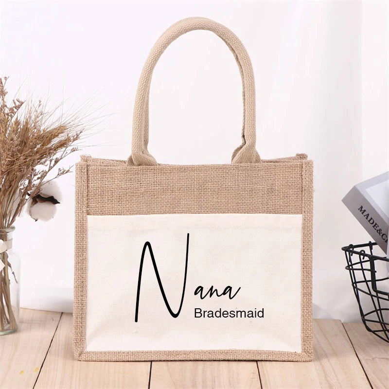 Sac Cabas Jute Personnalisé Demoiselle d'Honneur