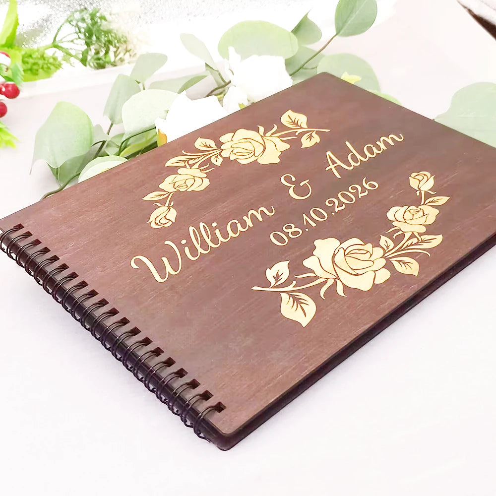 Livre d'Or Mariage Bois Gravé Personnalisé B5