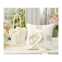 Coussin alliances nœud ivoire et panier