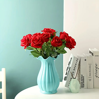 Fleurs artificielles mariage roses 12 tiges