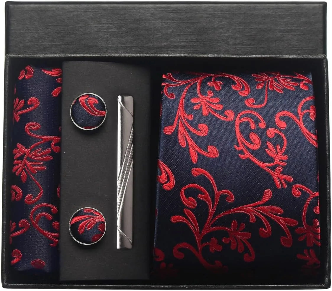 Coffret cravate mariage pochette et boutons manchette