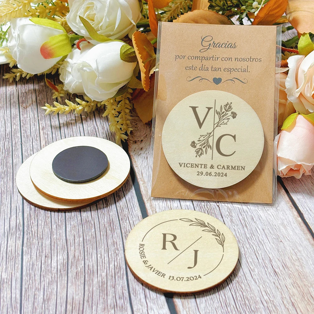 Cadeau invité mariage magnet en bois — vue 3
