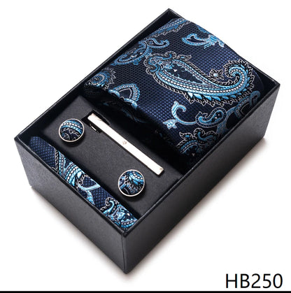 Coffret Cravate Mariage Homme Pochette et Boutons de Manchette