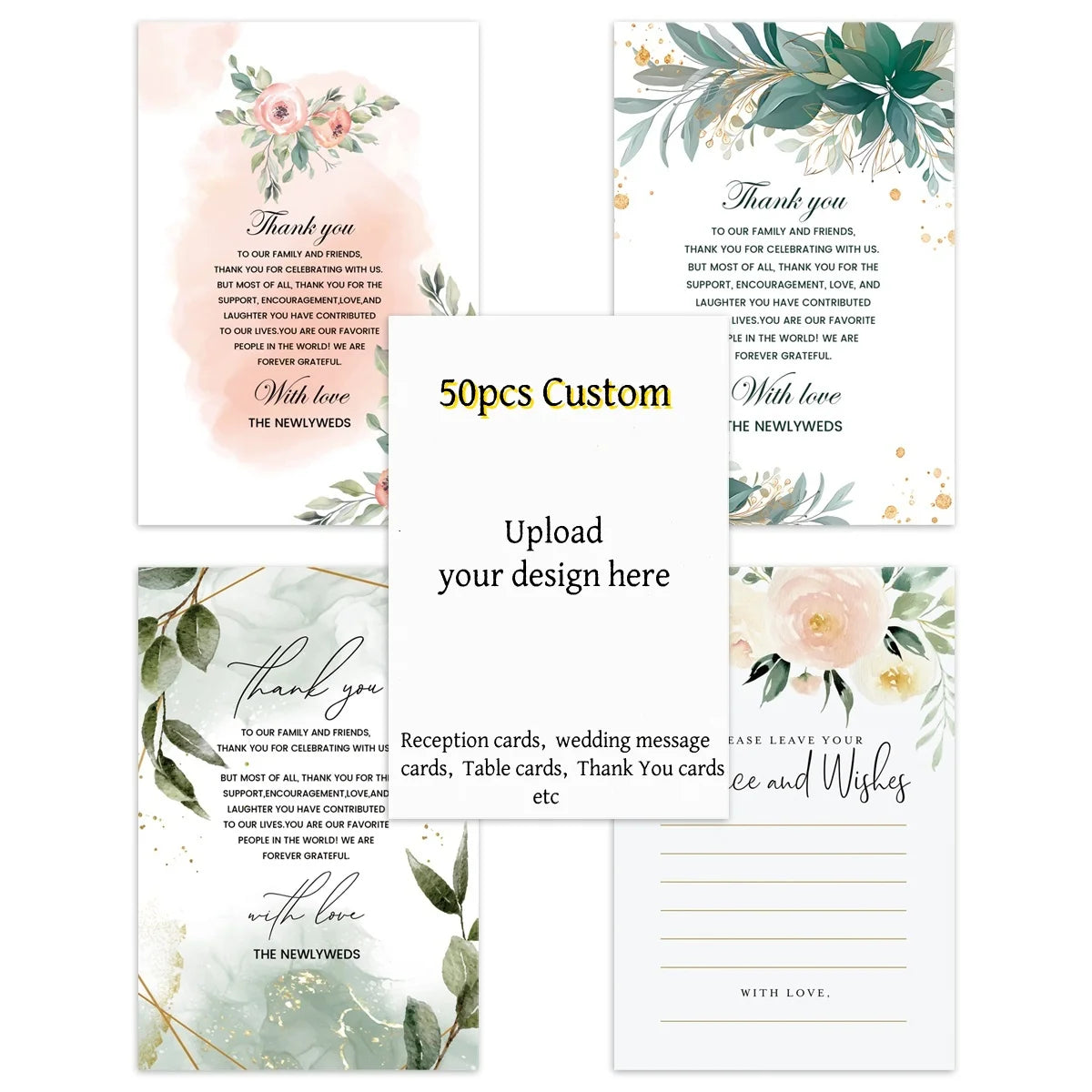 Papeterie Mariage Personnalisée Lot de 50 Cartes