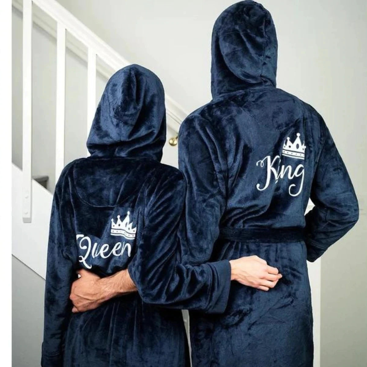 Peignoir couple personnalisé à capuche